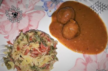 Meatball pasta in tomato sauce by noor kitchen| Italian recipe of pasta with meatball curry