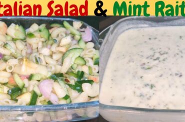 Italian Macaroni Salad and Mint Raita Recipe in Hindi Urdu | Italian Salad Recipe | Podinay ka Raita