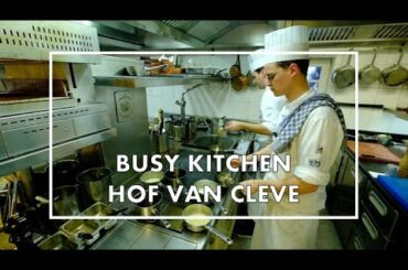 Busy kitchen Service at 3* Michelin restaurant Hof Van Cleve in Belgium
