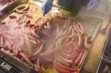 Italy Street Food. Pork Roast, Sausages, Lamb Skewers, Wrap, Fried Dumplings and more