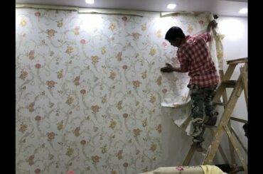 How to Wallpaper pasting in Living Room | Wallpaper ideas for Dining/ Living 2019
