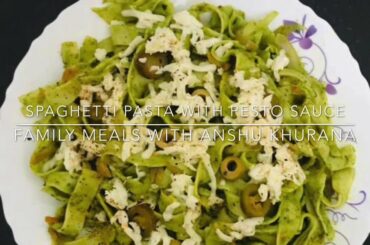 Spaghetti Pasta with Pesto Sauce | Spinach Sauce Pasta | Vegetarian Recipe | Indo-Italian Pasta
