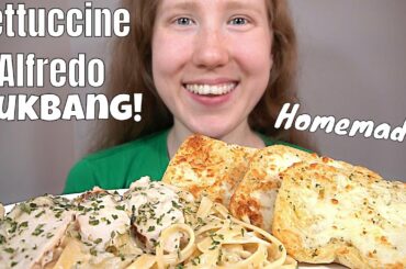 HOMEMADE CHICKEN FETTUCCINE ALFREDO MUKBANG 먹방 | SongByrd's Eating Show