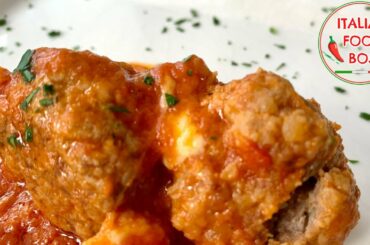 4-ingredients meatballs in tomato sauce (with mozzarella) - ITALIAN RECIPE