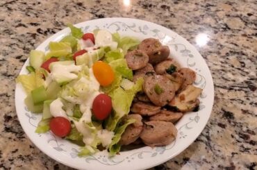 COOKING AT HOME! KETO ITALIAN SAUSAGE WITH ONIONS! FOLLOW ALONG WITH VIDEO FOR RECIPE!