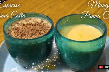 Panna Cotta / Espresso panna cotta and Mango panna cotta / Italian dessert