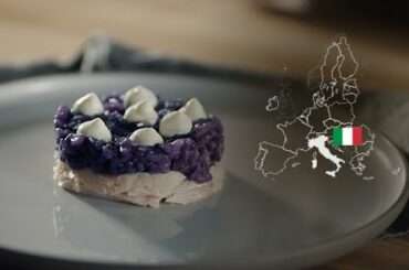 Riso Nano Vialone Veronese PGI with red cabbage and smoked fish, Italy