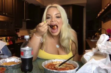 Italian Feast Eating Show! (emotional eating mukbang) | WATCH ME EAT! pasta + mozzarella sticks