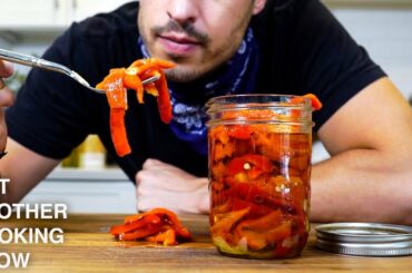 easy ROASTED RED PEPPERS marinated ITALIAN STYLE