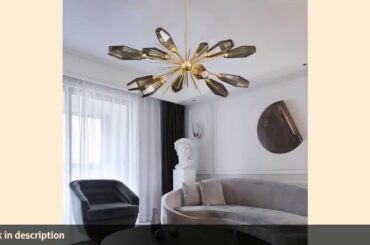 ✓Italian modern Led Chandelie retro polygonal glass Nordic restaurant s