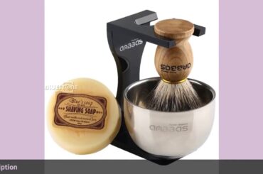 Anbbas Barber Shaving Brush Badger Hair+Black Acrylic Stand+bowl+Soap