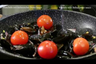 Muscheln mit italienischer Pesto-Sauce / Mussels with Italian pesto sauce