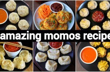 6 easy momos recipes | 6 ways of dumplings design | 6 वेज मोमोज रेसिपी | street style momos recipes
