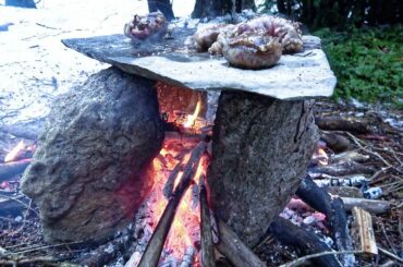 Cooking Wild Meat in Caul Fat ASMR (Silent)! | Stone Age-Cooking Heart, Tongue, Kidneys, Organs