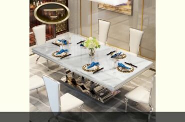 ✓Modern Style Italian Dining Table, 100% Solid Wood Italy Style marble