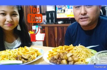 ITALIAN PASTA + INDIAN SPAGHETTI + FRIED PORK ||  FATHER & DAUGHTER MUKBANG