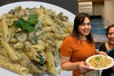 Italian Creamy Mushroom Pasta Recipe (in Hindi)  @Jass Life   || White Sauce Pasta