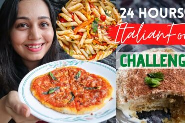 24 Hours Food Challenge: I COOKED & ATE ITALIAN FOOD for 24 hours 🍕PIZZA 🍝 PASTA & more