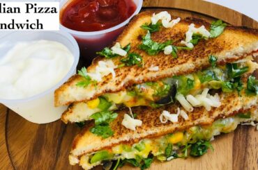 Italian Pizza Sandwich| इटालीयन तवा पिज़्ज़ा सैंडविच | easy sandwich recipe| tasty sandwich recipe