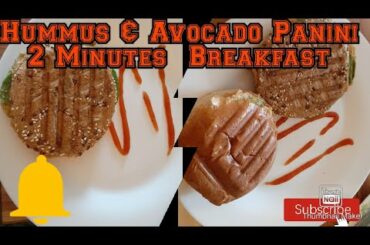 Hummus & Avocado Panini Recipe! Quick Breakfast! Vegan Breakfast! Italian Sandwich Recipe