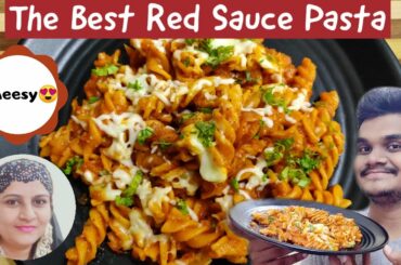 Red Sauce Pasta Recipe & Review | Cheesy Italian Red Sauce Pasta✨ Hajira's Golden Kitchen ✨