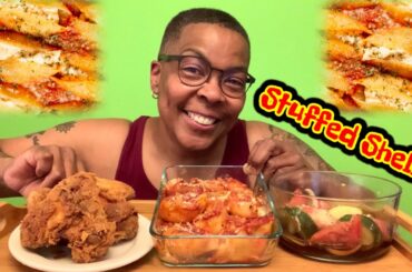 Stuffed Shells w/ Italian Breaded Spicy Wings and Cucumber Salad