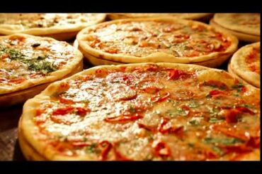 Close Up Of Different Kinds Of Pizza Italian Food Pizza On The Wooden Plate Full Of Vegetables Chees