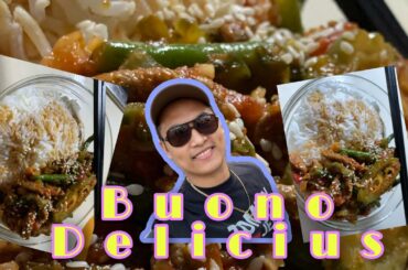 Filipino food “beef with ampalaya, and faggioli italian”