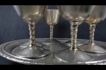 6 F B  Rogers Silverplate Italy Wine Cocktail Goblet Chalice Glass Swirled Stem