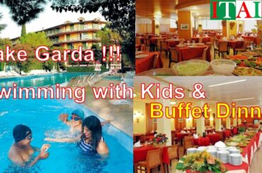Swimming with Kids & Buffet Dinner/Life in Italy 🇮🇹 Summer Vacation 2020/Travel Vlog/Lake Garda/Lake