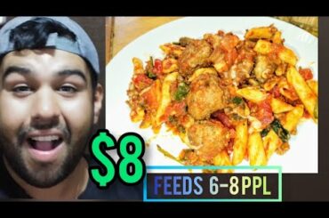 $8 Baked Italian spinach penne pasta w / Italian meat balls. Feeds 6- 8 ppl #italianfood #delish