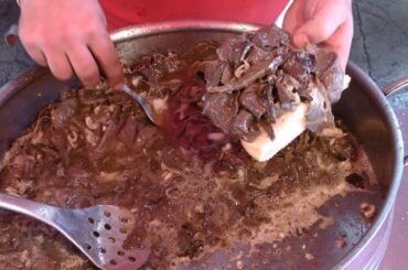 Sicily Street Food, Italy. Meat, Fish, Stigghiola, Meusa, Panelle, Crocchè. Ballaro' Market, Palermo
