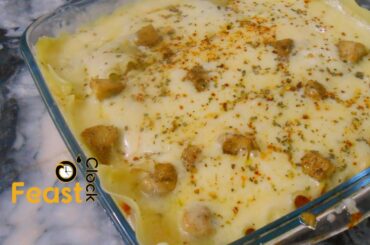 Cheesy Chicken Lasagne Recipe without Oven- Delicious & tasty-  Italian Dish- Feast O'Clock