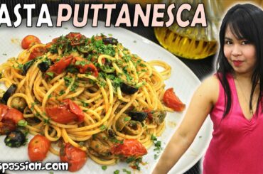 Spaghetti alla Puttanesca | Original Italian Pasta Puttanesca | Spaghetti in the Style of a Whore