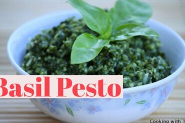 Easy to Make Basil Pesto- Italian Pesto- Fresh Basil picked from the herb garden