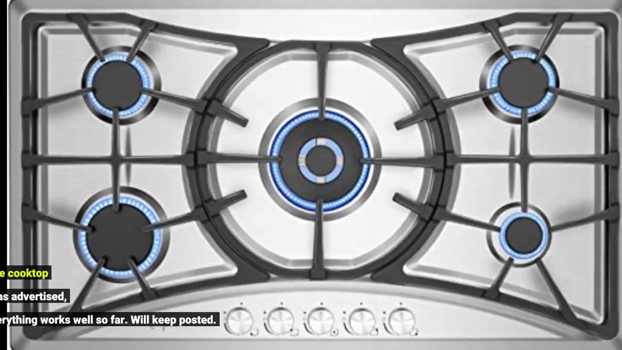 Review Empava 36" Gas Stove Cooktop with 5 Italy Sabaf Sealed Burners NG/LPG Convertible in St