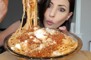 CHEESY Spaghetti Bolognese Pasta BIG BITES! Mukbang | Eating Show | Italian Food