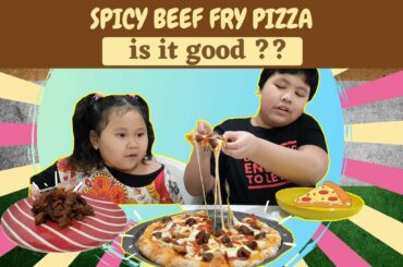 Most UNIQUE Italian Indian Food Fusion !! -  INDIAN Spicy Beef Fry PIZZA with 3 Cheese + Pepperoni