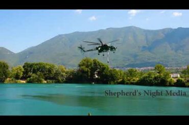 Amazing Helicopter taking Water from Lake, Irrigating Vineyards in Italy, Lago di Telese Rare Scenes