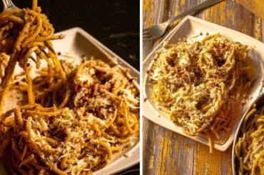 Garlic Butter Spaghetti Noodles Recipe loaded with Parmesan