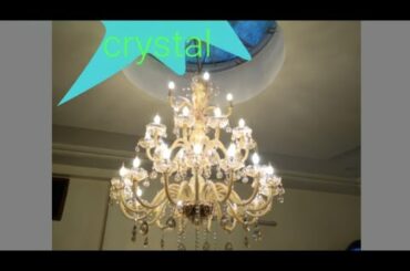 Italian chandelier with wine shade crystal all view is golden look