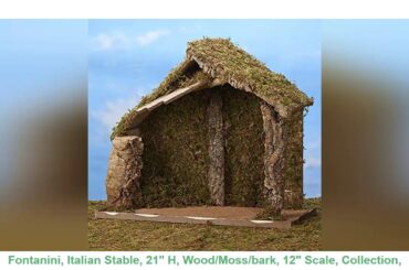 ⚡️ Fontanini, Italian Stable, 21" H, Wood/Moss/bark, 12" Scale, Collection, Handmade in Italy, Desi
