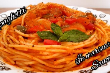 Italian spaghetti in red sauce🍜/Spaghetti in marinara sauce/Marinara sauce/Recipe by MeharajImran