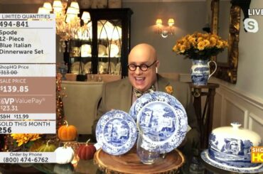 Spode 12-Piece Blue Italian Dinnerware Set | At Home with Jorge Perez | ShopHQ | 2020