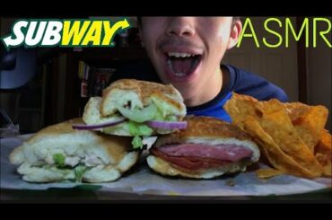 ASMR SUBWAY MUKBANG! SPICY ITALIAN SUB,TUNA SUB, STEAK & CHEESE SUB🔥 (NO TALKING) EATING SOUNDS!