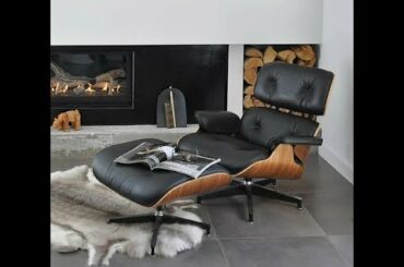 Mid-Century Modern Chair & Ottoman - Genuine Italian Leather