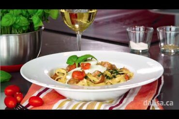 Tagliatelle with Italian Sausages, Kale and Mozzarella