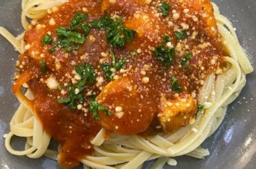 How to cook Prego Italian sauce with shrimp&salmon pasta|quick&easy to cook pasta.