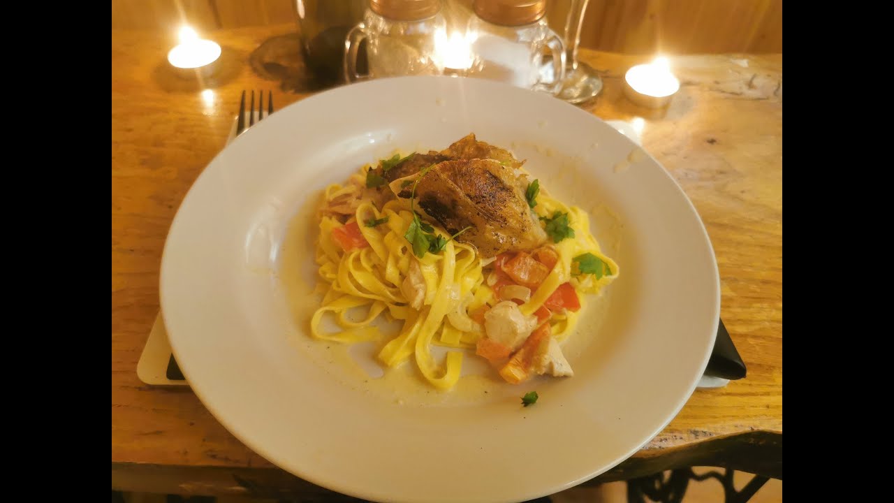 Creamy white wine chicken pasta recipe. Creamy white wine chicken pasta recipe.