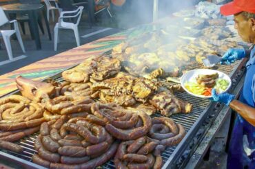 Italy Street Food in Milano. Burgers, Sausages, Cheese, Overloaded Sandwiches, Crepes, Oyster